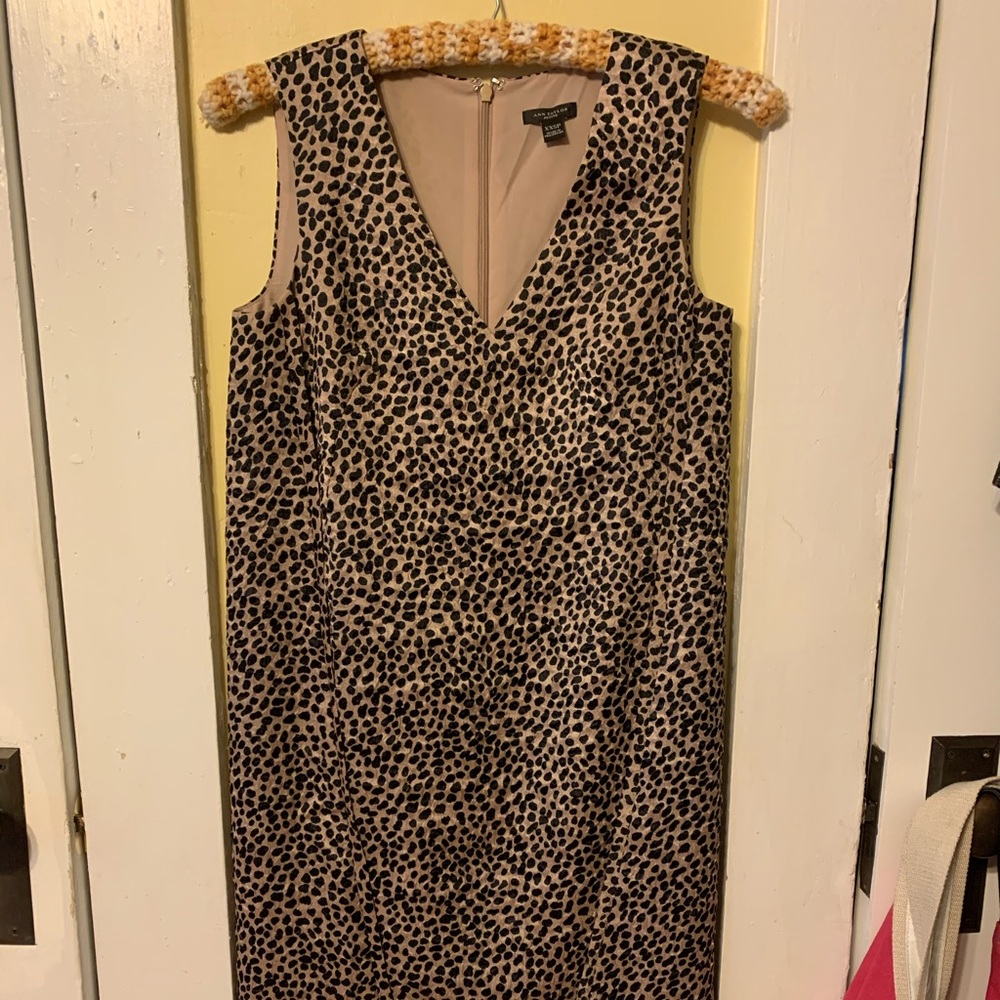 Ann Taylor leopard print petite fully lined sheath dress